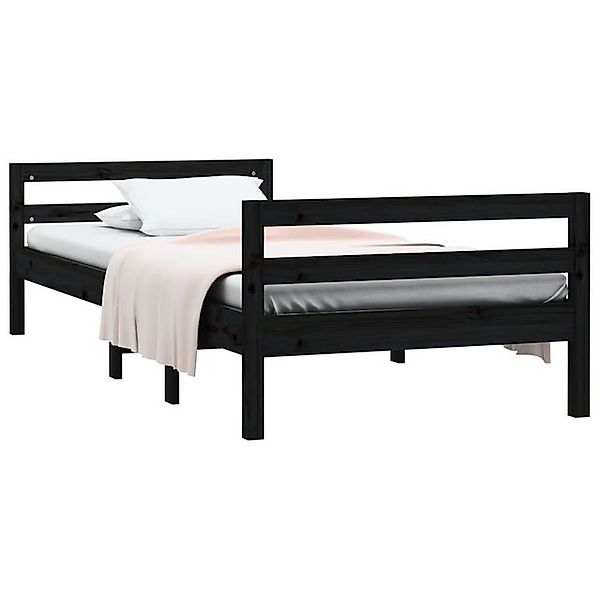 vidaXL Bett Massivholzbett Schwarz 75x190 cm Kiefer günstig online kaufen