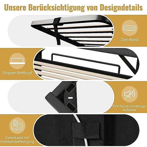Flieks Polsterbett, Hydraulisches Stauraumbett Doppelbett 180x200cm mit LED günstig online kaufen