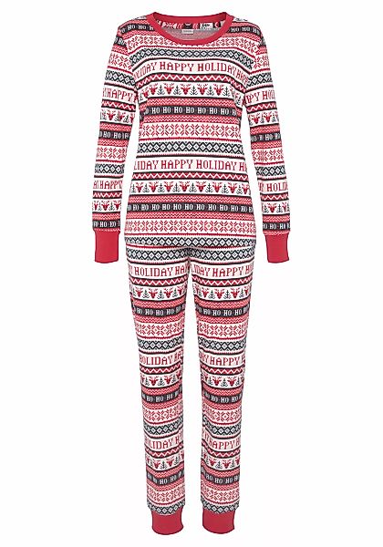 LASCANA Pyjama, (2 tlg.), mit winterlichem Druck günstig online kaufen