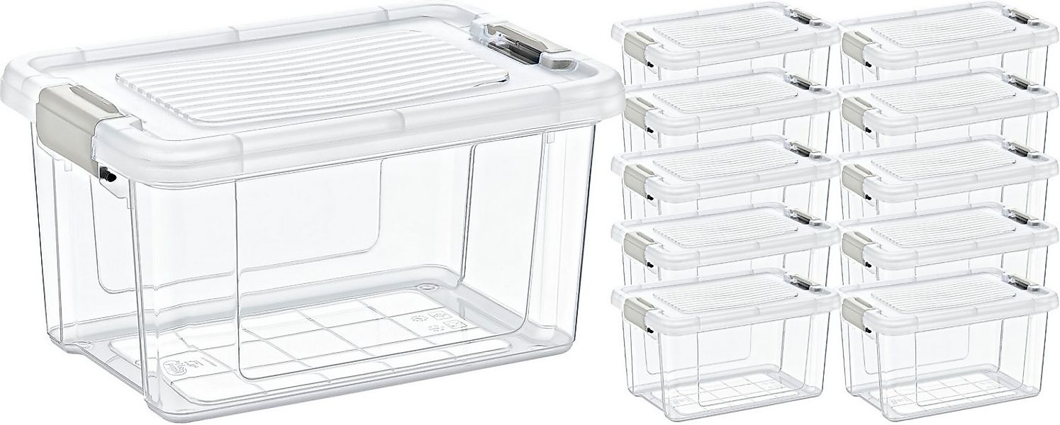 Koopman Aufbewahrungsbox Stapelbox Kunststoff 18x12 cm Deckel 10 / 20 er Se günstig online kaufen
