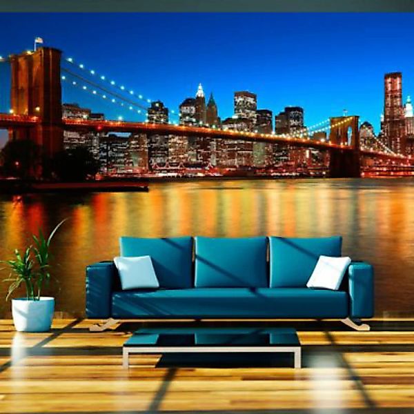 artgeist Fototapete Abenddämmerung über der Brooklyn Bridge mehrfarbig Gr. günstig online kaufen