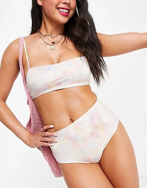 & Other Stories – Recycled – Bikinihose in Rosa mit hohem Bund und Batikmus günstig online kaufen