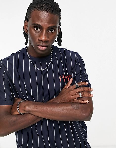 HUGO – Damericano – Gestreiftes T-Shirt in Marineblau günstig online kaufen