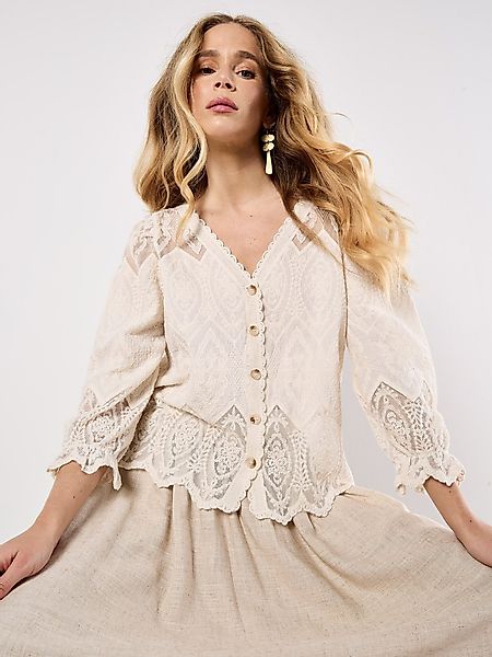 Apricot Spitzenshirt Diamonds Tiles Embroidered Top, günstig online kaufen