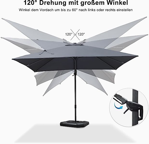 PURPLE LEAF Ampelschirm Quadratischer, Neigbarer Sonnenschirm günstig online kaufen