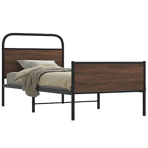 vidaXL Bett, Bettgestell ohne Matratze 107x203 cm Braun Eichen-Optik günstig online kaufen