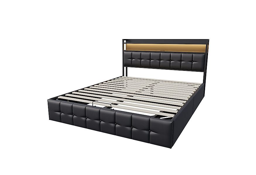 PXloue Polsterbett LED hydraulisches Doppelbett (inkl. Hydraulisch anhebbar günstig online kaufen