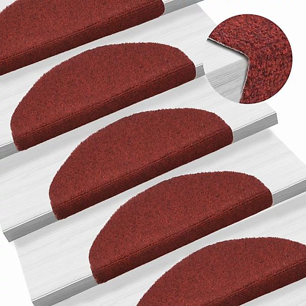 15-tlg Selbstklebende Treppenmatten Nadelvlies 65x21x4cm Rot günstig online kaufen