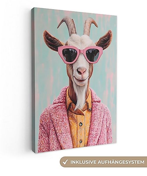 OneMillionCanvasses® Leinwandbild Sonnenbrille - Rosa - Ziege - Anhören, Fo günstig online kaufen