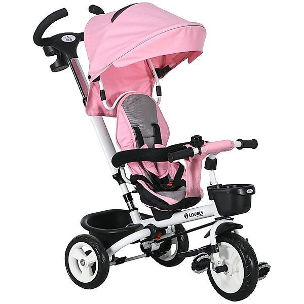 HOMCOM Dreirad Kinderdreirad mit Sicherheitsgurt, Schubstange, günstig online kaufen