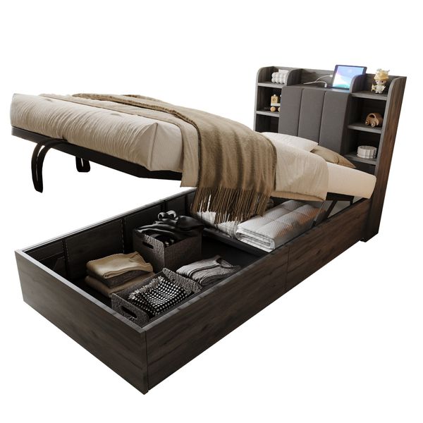 OKWISH Stauraumbett Kinderbett (Hydraulisches Funktionsbett 90x200 günstig online kaufen