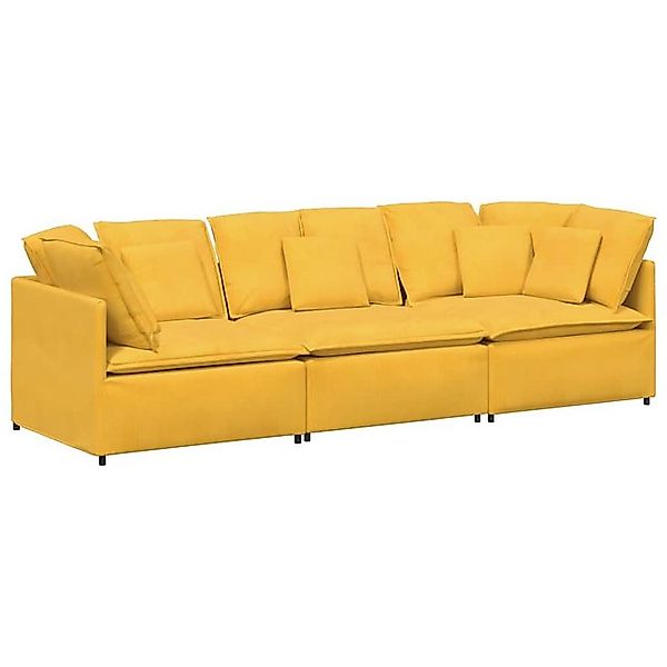vidaXL Sofa Modulares Sofa mit Kissen Cordstoff Hellgelb günstig online kaufen