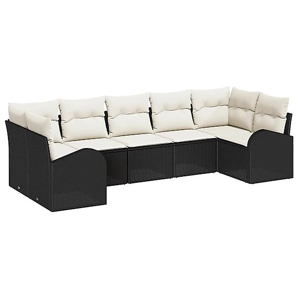 vidaXL Garten-Sofa-Set 7-Tlg Schwarz Poly Rattan 3346187 günstig online kaufen