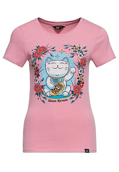 QueenKerosin Print-Shirt Lucky Cat (1-tlg) mit Artwork-Print günstig online kaufen