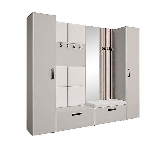 Beautysofa Garderobenschrank mit gepolsterten Paneelen und Spiegel MARGARET günstig online kaufen