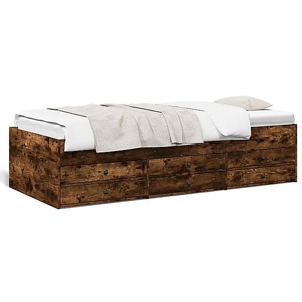 vidaXL Bett, Tagesbett mit Schubladen Räuchereiche 75x190 cm Holzwerkstoff günstig online kaufen