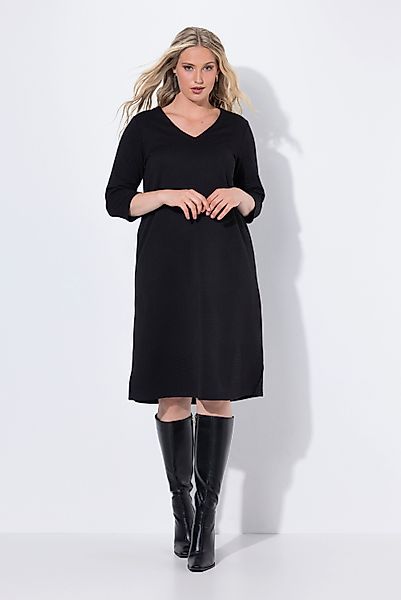 Ulla Popken Jerseykleid Sweat-Midikleid A-Linie V-Ausschnitt günstig online kaufen