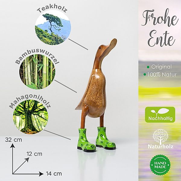 Rikmani Dekofigur Holzfigur Ente, Handgefertigte Dekoration günstig online kaufen