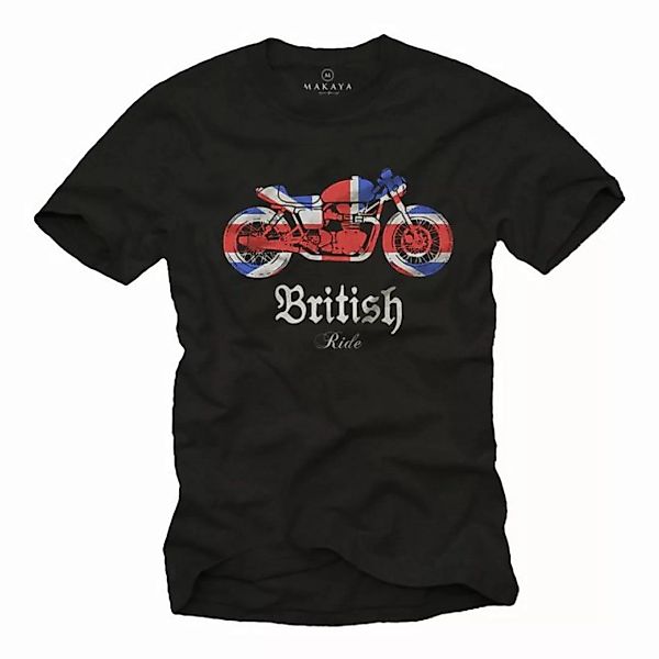 MAKAYA T-Shirt Männer Motorrad Motiv UK Flag Union Jack Fahne England Herre günstig online kaufen
