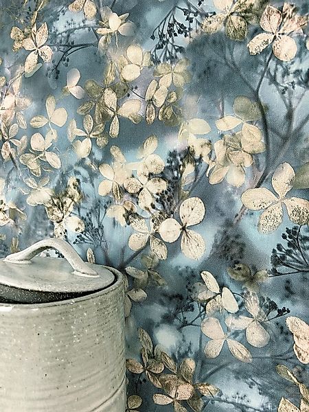 Newroom Vliestapete, Blau Tapete Floral Blätter - Mustertapete Blumentapete günstig online kaufen