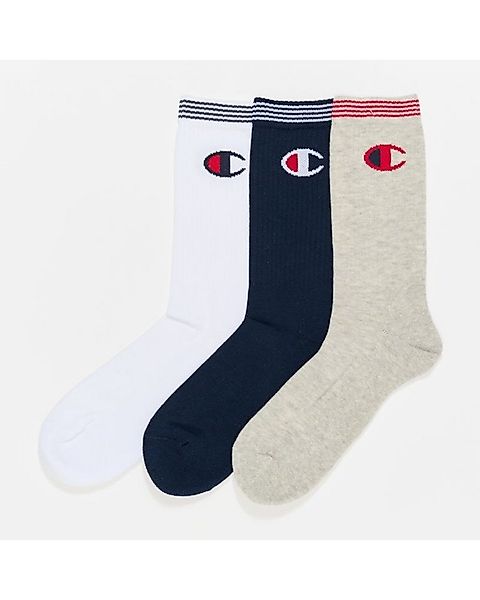 Champion Tennissocken (Baumwolle) Crew Stripes weiss/grau/navyblau Herren - günstig online kaufen