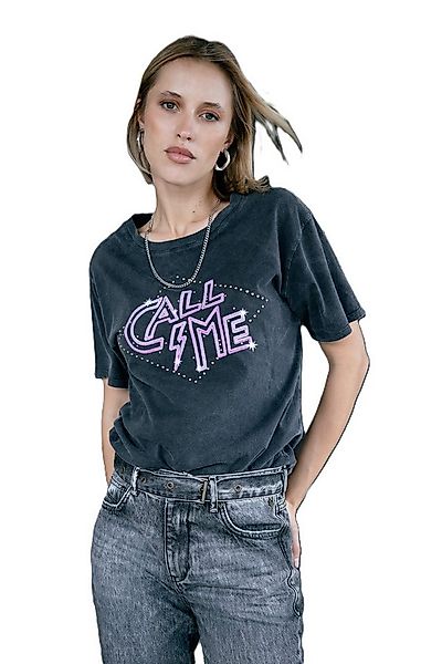 Freeman T. Porter Kurzarmshirt Suria Call Me - Bedrucktes T-Shirt mit Niete günstig online kaufen