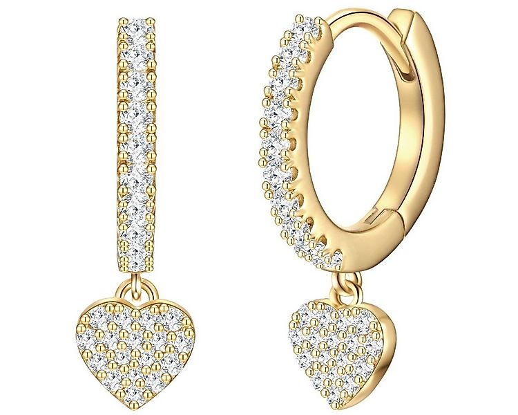 Glanzstücke München Paar Creolen Herz gelbgold, Creolen Sterling Silber gel günstig online kaufen