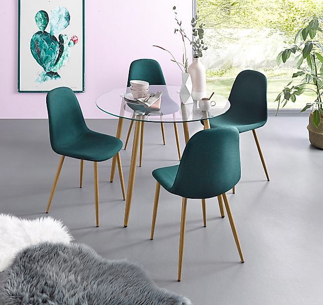 INOSIGN Essgruppe "Miller" Set, 5 Stk. tlg. Glastisch mit 4 Stühlen (Websto günstig online kaufen