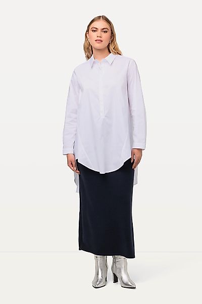 Ulla Popken Longbluse Longbluse A-Linie Hemdkragen günstig online kaufen