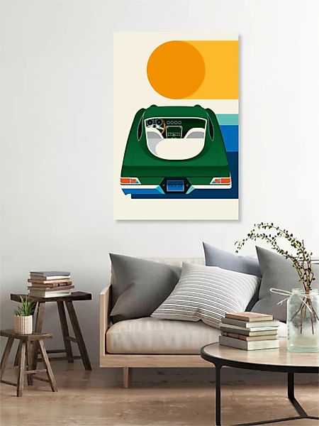 Poster / Leinwandbild - Green Vintage Sportscar #2 günstig online kaufen