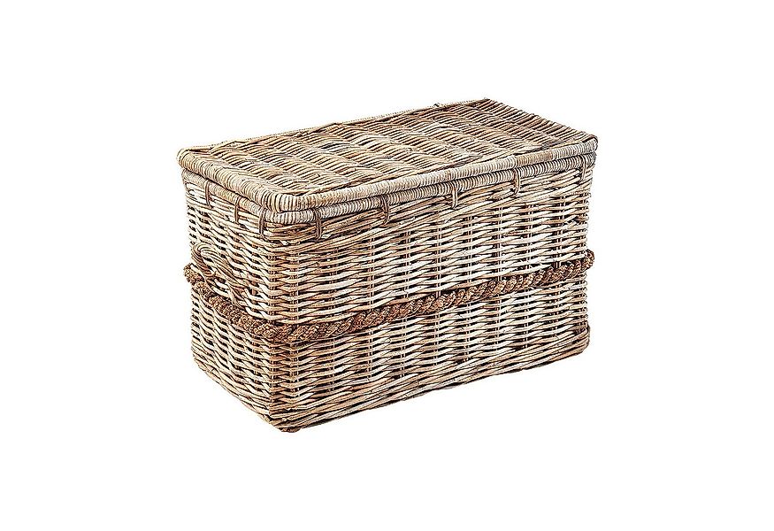 Kobolo Truhe Kiste Aufbewahrungstruhe aus Rattan Kubu Grey mit Deckel (1 St günstig online kaufen