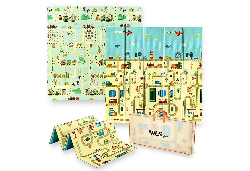 NILS FUN Spielmatte Krabbelmatte Spielteppich Schaummatte Faltmatte Babymat günstig online kaufen