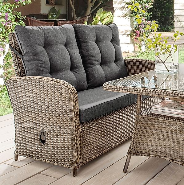 Destiny 2-Sitzer MERANO, Polyrattan, Rückenlehne stufenlos verstellbar, ink günstig online kaufen