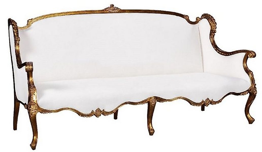 Casa Padrino Sofa Luxus Barock Sofa Weiß / Gold - Prunkvolles Wohnzimmer So günstig online kaufen