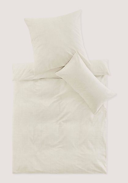 hessnatur Baumwolle-Leinen Bettwäsche Set - weiß - Größe 135x200 / 80x80 cm günstig online kaufen