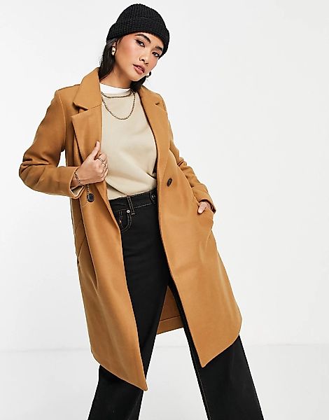 Vero Moda – Eleganter Mantel in Kamelbraun-Neutral günstig online kaufen