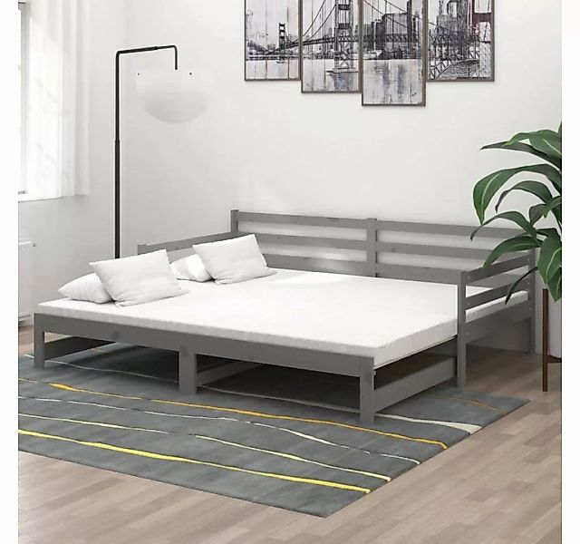 vidaXL Bett Tagesbett Ausziehbar Grau Massivholz Kiefer 2x(90x200) cm günstig online kaufen