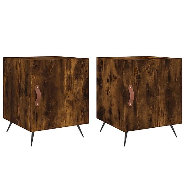 vidaXL Nachttische 2 Stk Räuchereiche 40x40x50 cm Holzwerkstoff Modell 8 günstig online kaufen