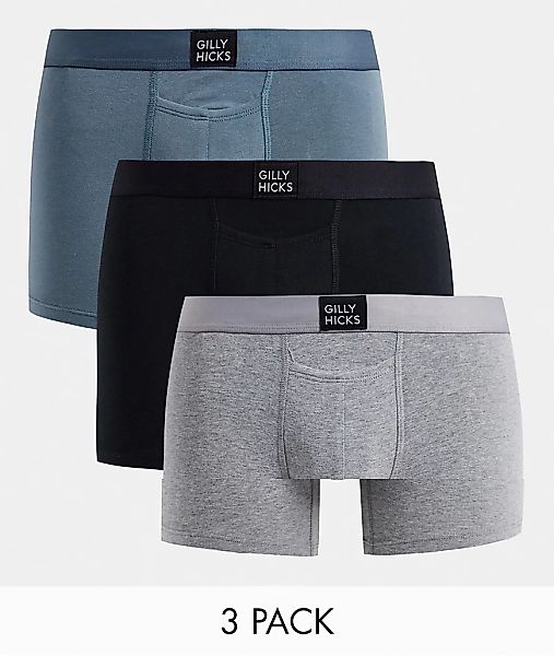 Gilly Hicks – Future – 3-er Pack Unterhosen aus Baumwolle in Blau/Kalkgrau/ günstig online kaufen