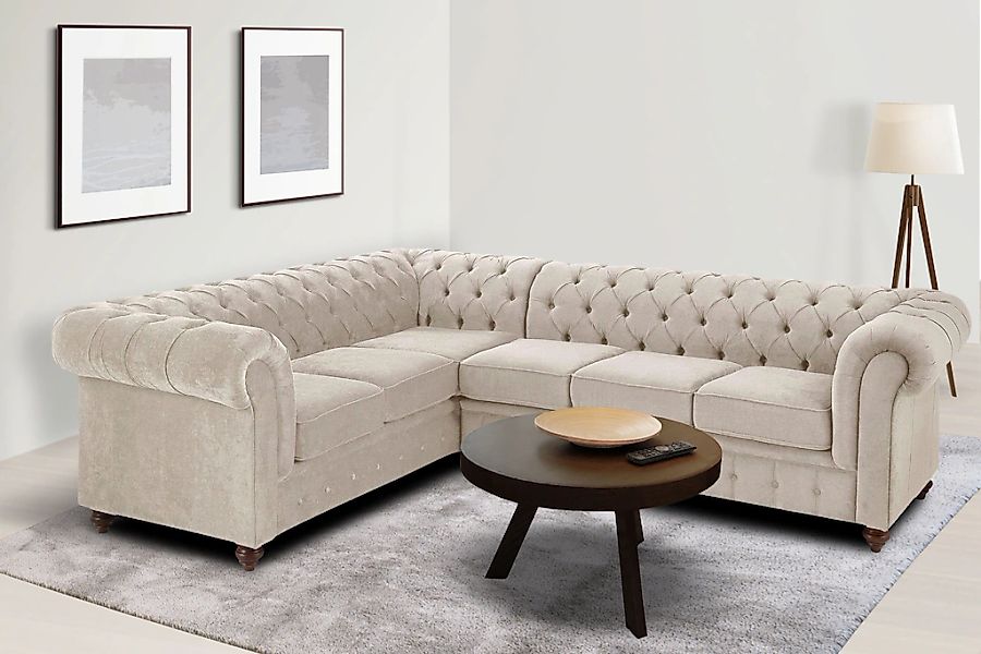 Home affaire Chesterfield-Sofa "Chesterfield Ecksofa, auch in Leder L-Form" günstig online kaufen