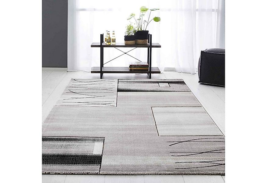 Vimoda Teppich Wohnzimmer Designer Teppich Grau Kachel Motiv, Rechteckig, H günstig online kaufen