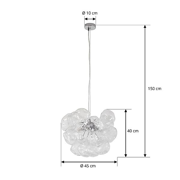 Lucande Hängeleuchte Diborah, klar, Ø 43 cm, Glas, G9 günstig online kaufen