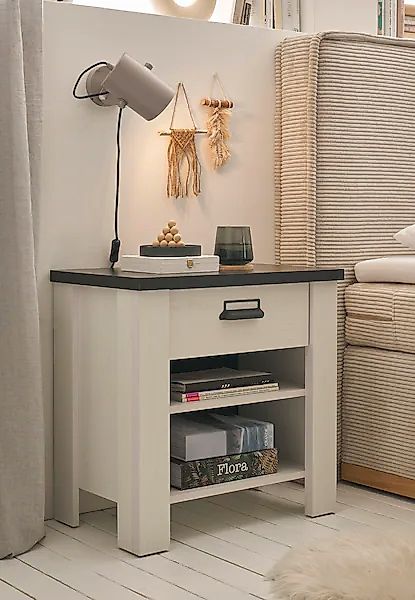 Home affaire Nachtkommode »SHERWOOD« mit Apothekergriff aus Metall, Schubka günstig online kaufen