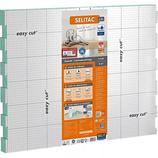 Selitac® Trittschalldämmung für Parkett und Laminat 5 mm 5 m² mit AquaStop günstig online kaufen