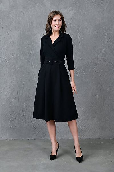 WOMAN VISION Minikleid Damen-Midikleid in Schwarz, Wickelausschnitt, 3/4-Är günstig online kaufen