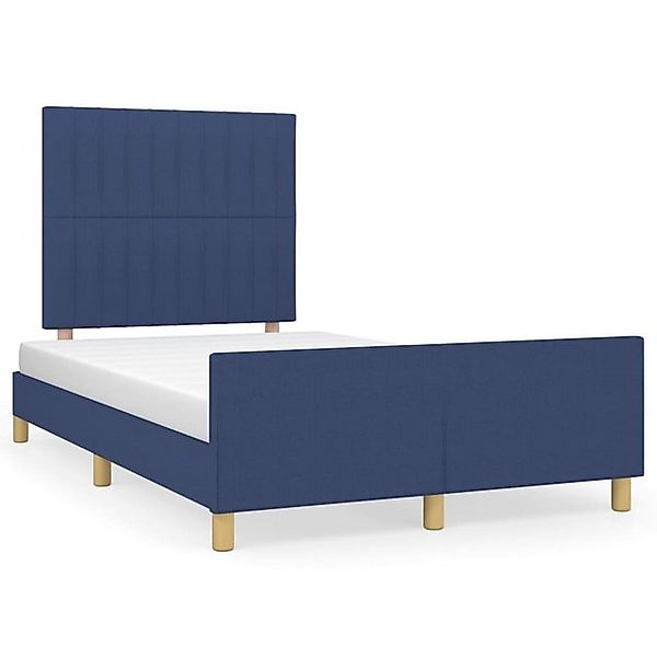 vidaXL Bettgestell, Bettrahmen mit Kopfteil Blau 120x190 cm Stoff günstig online kaufen