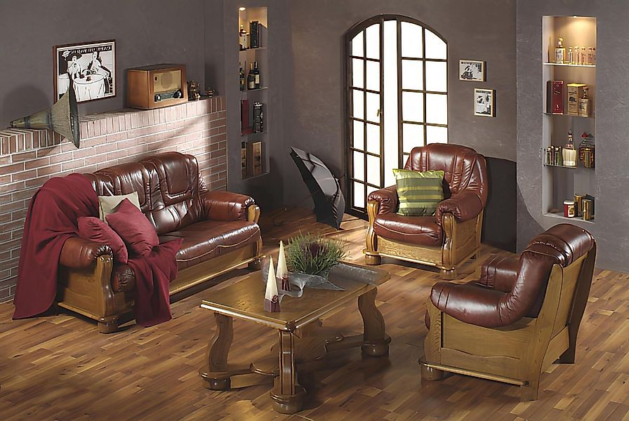 Xlmoebel Sofa Traditionelles Set 3+2+1 Sitzer Ledersofa Wohnzimmersitzgarni günstig online kaufen