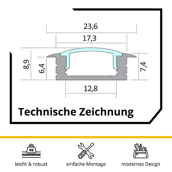 tktrading24 LED-Stripe-Profil A25 LED Profil Silber günstig online kaufen
