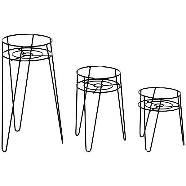 Outsunny Pflanzenständer-Set Stahl 26L x 23B x 42H cm Schwarz günstig online kaufen