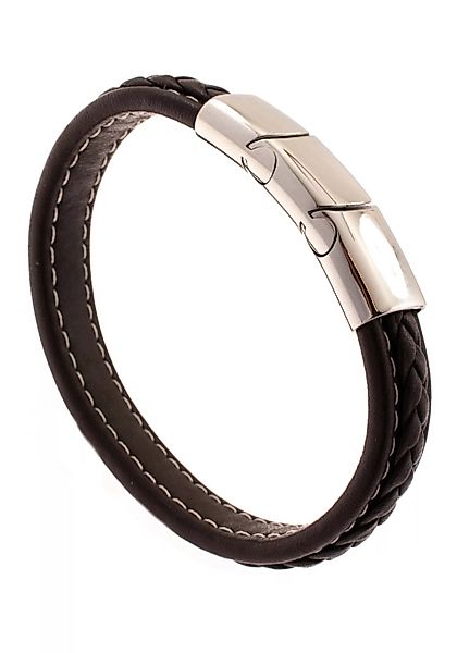 JOBO Armband, aus Leder braun mit Edelstahl 22 cm günstig online kaufen